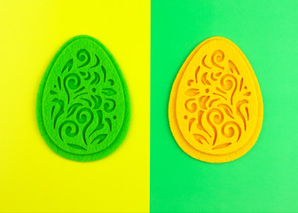 Felt Easter eggs on craft paper background