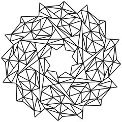 Easy mandala with triangles, basic and simple mandalas coloring book for adults, seniors, and beginner. Floral. Flower. Oriental. Book Page. Outline.