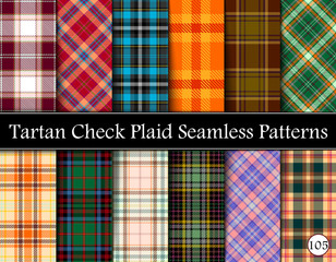 Set Tartan Plaid Scottish Seamless Pattern