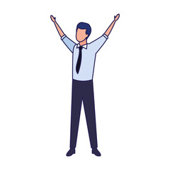 excited avatar businessman with arms up