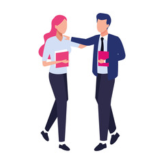 business man and woman, colorful design