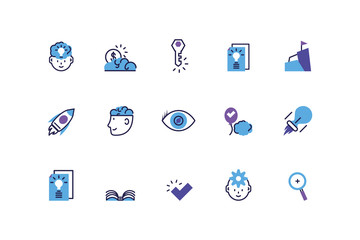 set of icons of creativity on white background