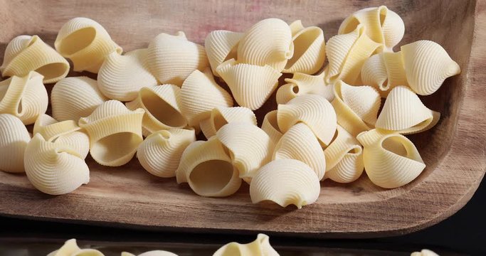 Uncooked lumaconi pasta