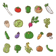 手書き風　可愛い野菜のイラスト