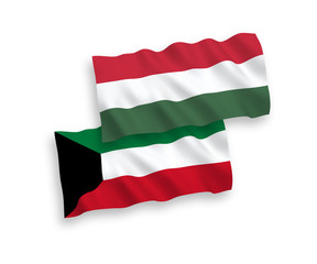 Flags of Kuwait and Hungary on a white background