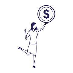 businesswoman with money coin icon
