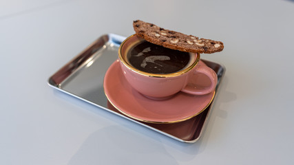 Free time with a cup of coffee and dessert