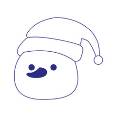 cartoon snowman with christmas hat icon