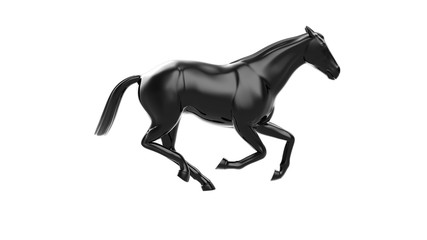 Plakat 3D Rendering Black horse in running motion, Isolated on white background