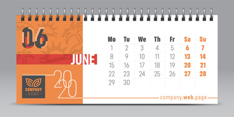 2020 vector calendar design, typography, illustration.