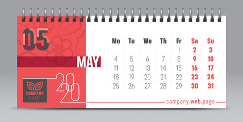 2020 vector calendar design, typography, illustration.