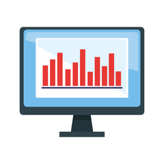 computer monitor with graphic bar chart