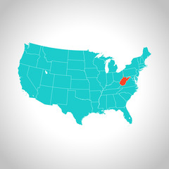 Fototapeta na wymiar map of West Virginia