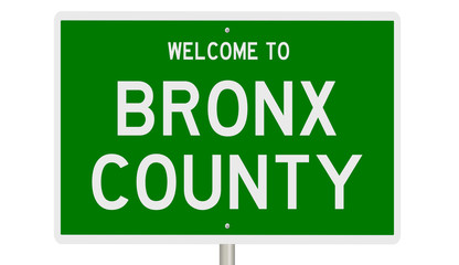 Rendering of a 3d green highway sign for Bronx County