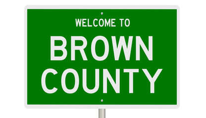 Rendering of a green 3d highway sign for Brown County