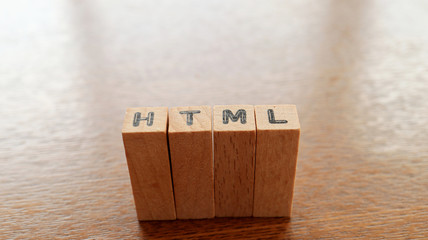 Close up the Wooden Text Block of HTML