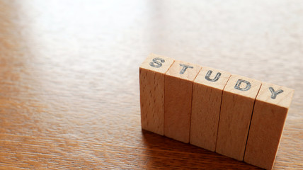 Close up the Wooden Text Block of Study
