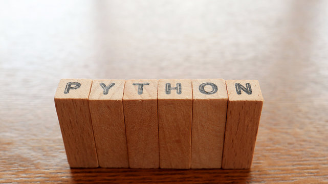 Close up the Wooden Text Block of Python