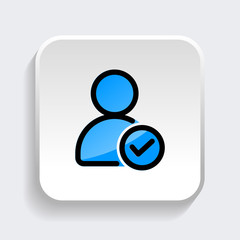 User with check icon. symbol of business people with trendy flat style icon for web site design, logo, app, UI isolated on white background. vector illustration eps 10