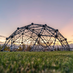 Square frame Low angle view of a metal climbing dome