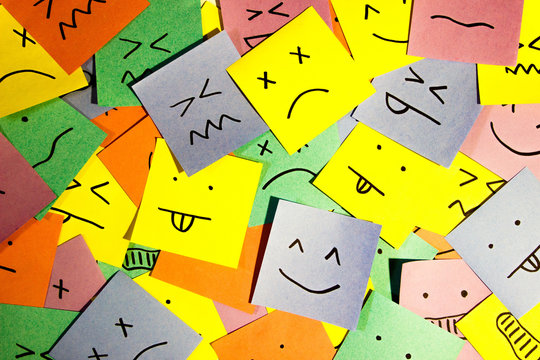 Naklejka set of funny colored stickers with different emotions