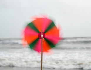 color fans on the beach
