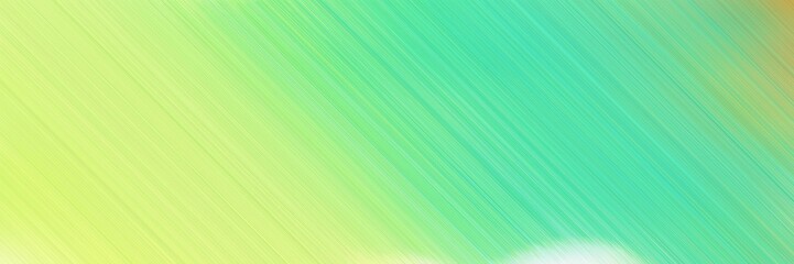 abstract colorful horizontal advertising banner texture with diagonal lines and light green, medium aqua marine and khaki colors and space for text and image