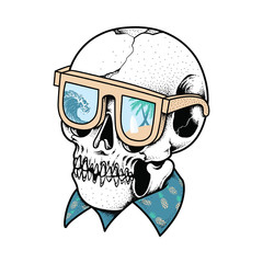 Skull Summer Graphic Illustration Vector Art T-shirt Design