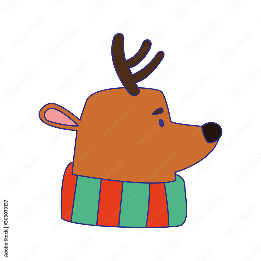 Canvas Prints cartoon christmas deer with scarf