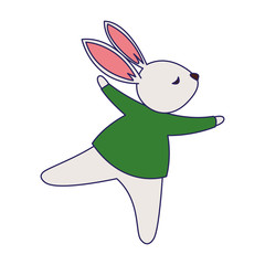 cute rabbit with sweater icon, flat design