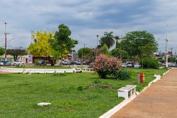 Park in the city center of Poconé, Pantanal north, Mato Grosso, Brazil