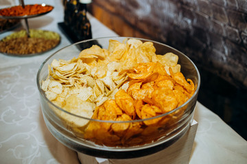 Chips on a banquet table