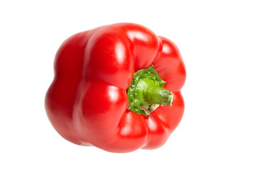 Red bell pepper isolated on white background. Sweet pepper, vegetable ingredient, healthy food