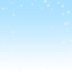 Fototapeta na wymiar Sparse snowfall Christmas background. Subtle flyin