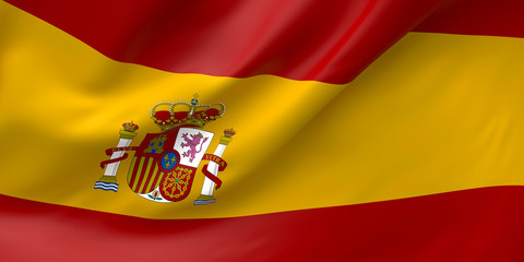 National Fabric Wave Closeup Flag of Spain