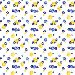 PrintWatercolor flowers seamless pattern. Yellow, blue, wildflowers. Wrapping paper. Print for fabric. Summer pattern print. Hand drawn watercolor illustration