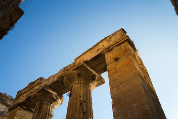 Fototapeta na wymiar columns of a greek temple in Paestum