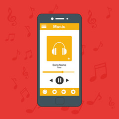 Online Music app for landing page, ui, web, App intro card, editorial, flyer,and banner, entertainment Vector Illustration Concept