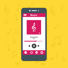 Online Music app for landing page, ui, web, App intro card, editorial, flyer,and banner, entertainment Vector Illustration Concept