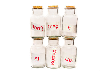 Abstract mental health message, dont keep it all bottled up.
