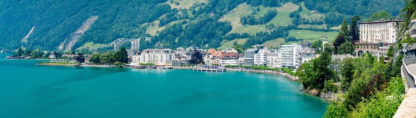 Switzerland, Panoramic view on Brunnen city