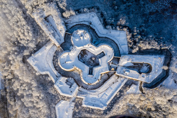 Twierdza Srebrna Góra zimą, widok z powietrza - obrazy, fototapety, plakaty