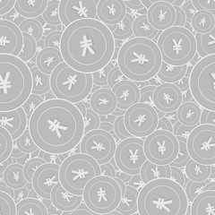Chinese yuan silver coins seamless pattern. Deligh