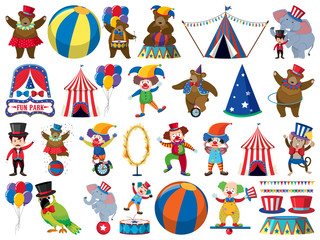 Large set of isolated objects of circus