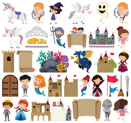 Set of isolated objects theme fairytales