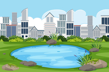 Naklejka premium An outdoor scene with skyscraper
