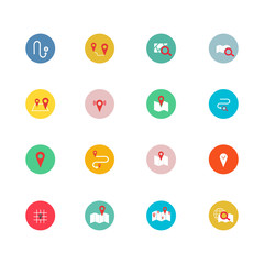 Navigation, direction, maps, traffic and more, icons set vector illustration