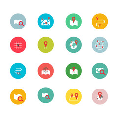 Cartography and topography icon set. Maps, location and navigation icons.