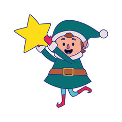 cartoon christmas elf holding a star