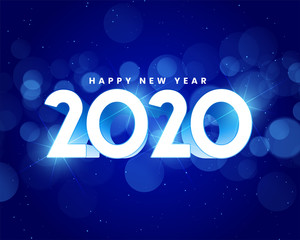 blue shiny 2020 happy new year background design